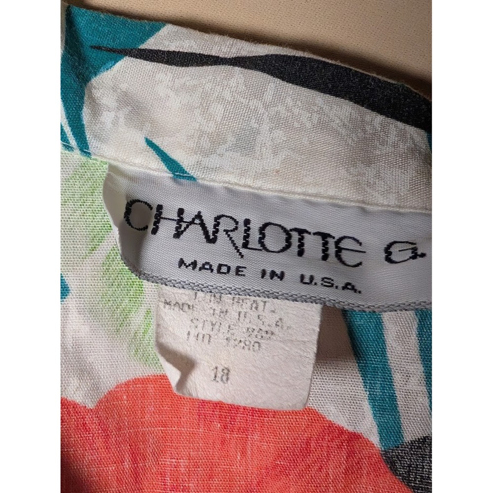Vintage Charlotte G Hawaiian Shirt Floral Tropical Short Sleeve Button Up 18 - Picture 3 of 3